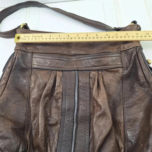 Sabina New York Genuine Leather Shoulder Hobo Brown Big Carry Bag Tote. - Picture 10 of 11